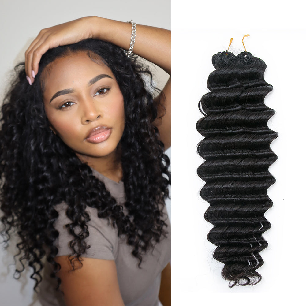 EAYON Lightweight Deep Wave Crochet Human Hair Extension