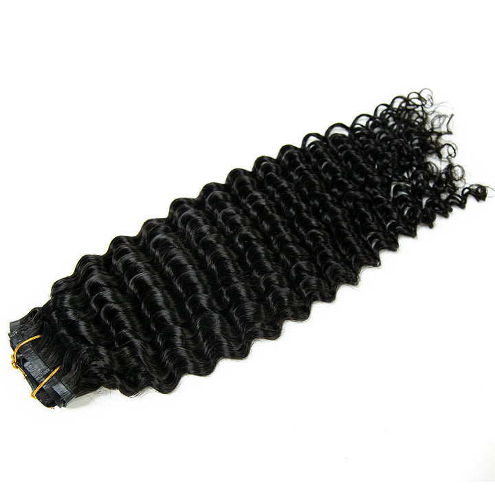 Seamless Clip-In Hair Extensions Deep Wave Brazilian Human Hair