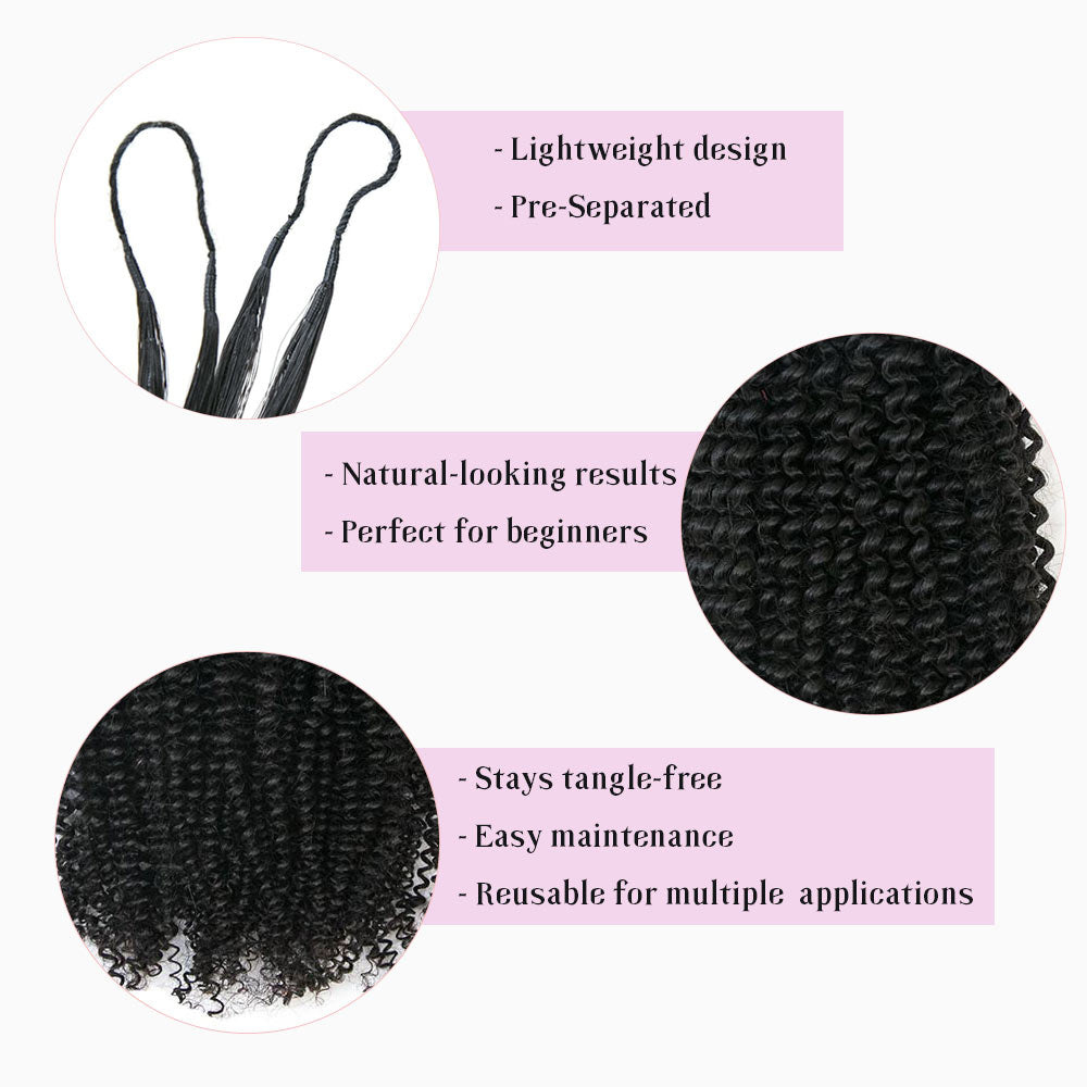 EAYON Lightweight Kinky Curly Crochet Human Hair Extension