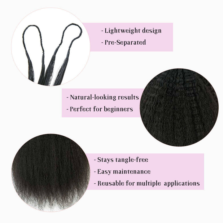 EAYON Lightweight Kinky Straight Crochet Human Hair Extension