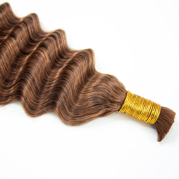 #30 Cheveux humains bruns ondulés à double tirage pour tressage