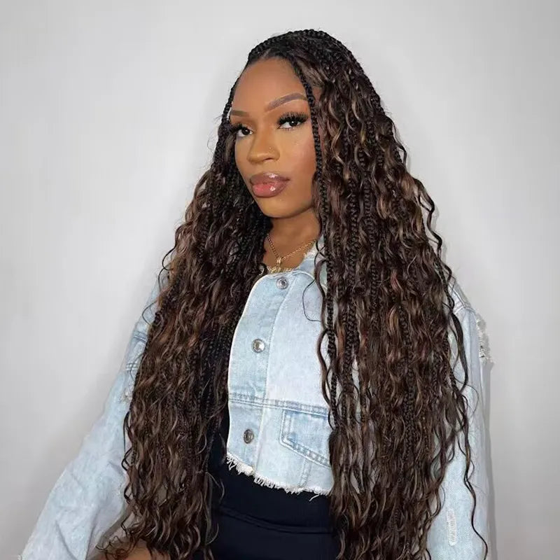 large bohemian knotless braids