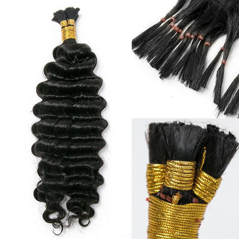 Pre-Divided Deep Wave Double Drawn Human Hair For Boho Braids