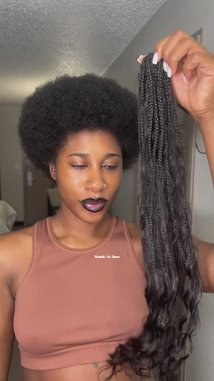Mermaid Boho Box Braids with Human hair Curls