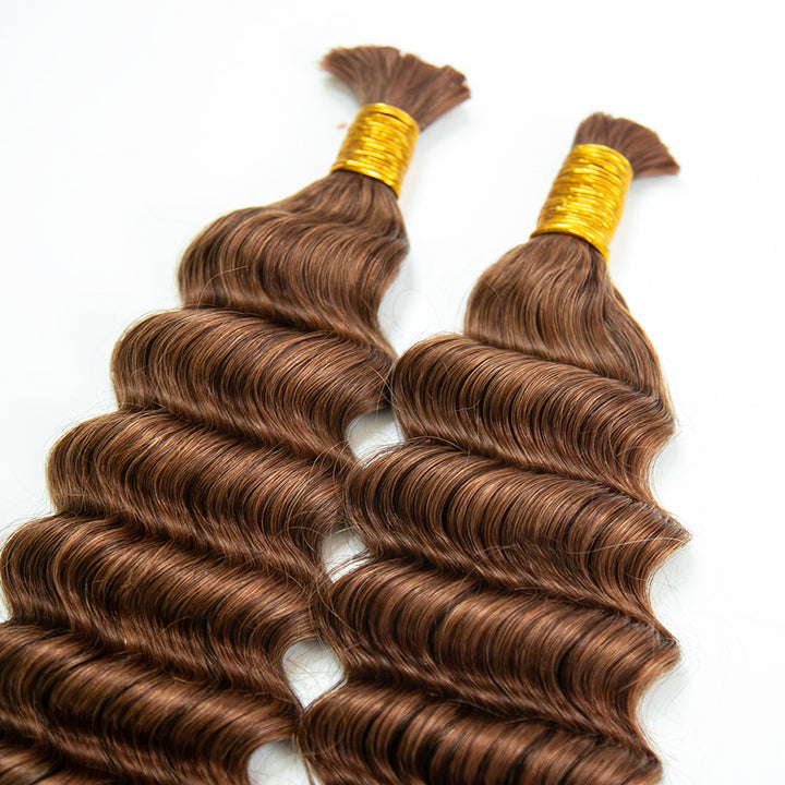 #30 Cheveux humains bruns ondulés à double tirage pour tressage