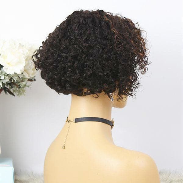 Highlight Brown Pixie Cut Curly BOB Lace Wig PXXB02