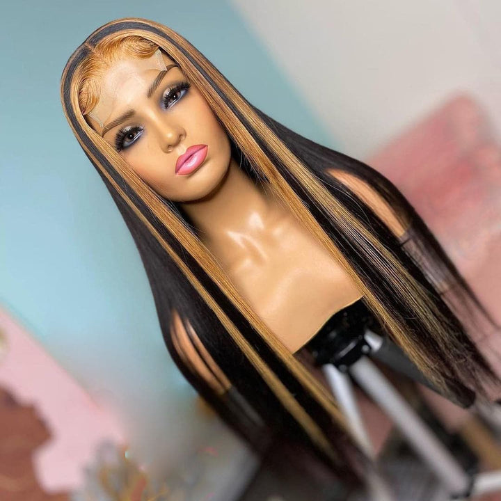 Perruque Lace Front Wig Lisse Transparente #27, Mèches Colorées BBWH27