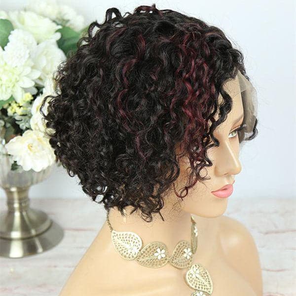 Highlight Brown Pixie Cut Curly BOB Lace Wig PXXB02