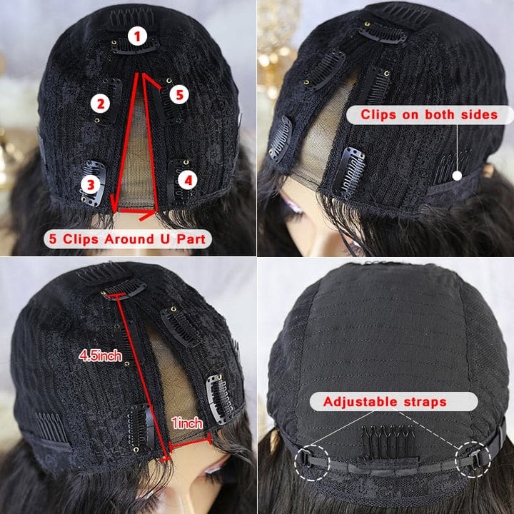 V Part No leave Out Wig Silk Straight Human Hair VST-N2