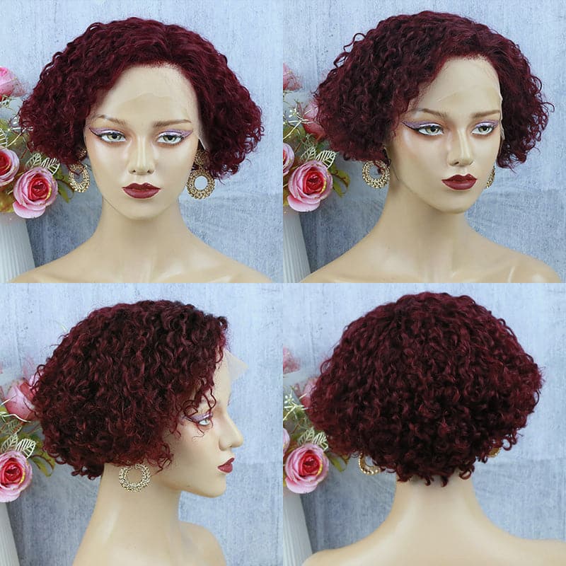 Pre-Styled Pixie Cut Deep Curly BOB Lace Wig 8PCOBB-1