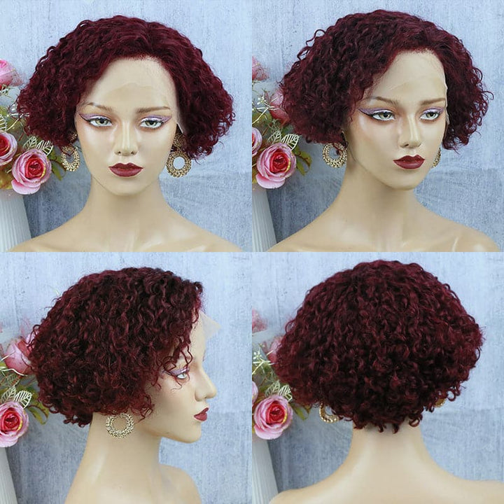 Pre-Styled Pixie Cut Deep Curly BOB Lace Wig 8PCOBB-1
