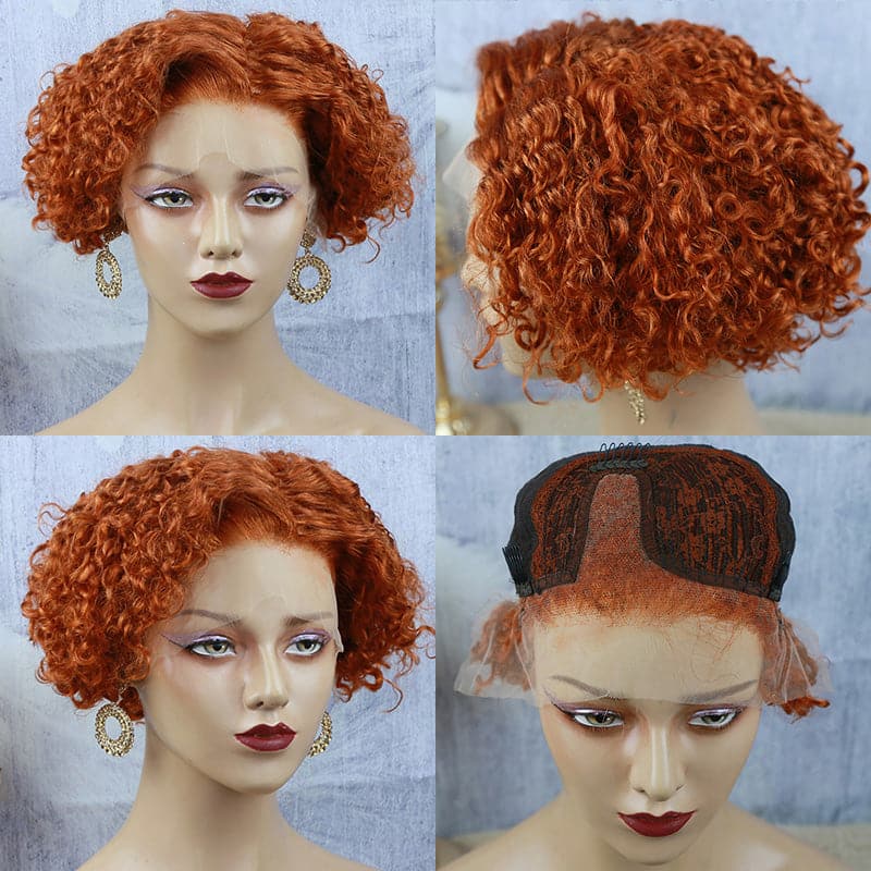 Pre-Styled Pixie Cut Deep Curly BOB Lace Wig 8PCOBB-1