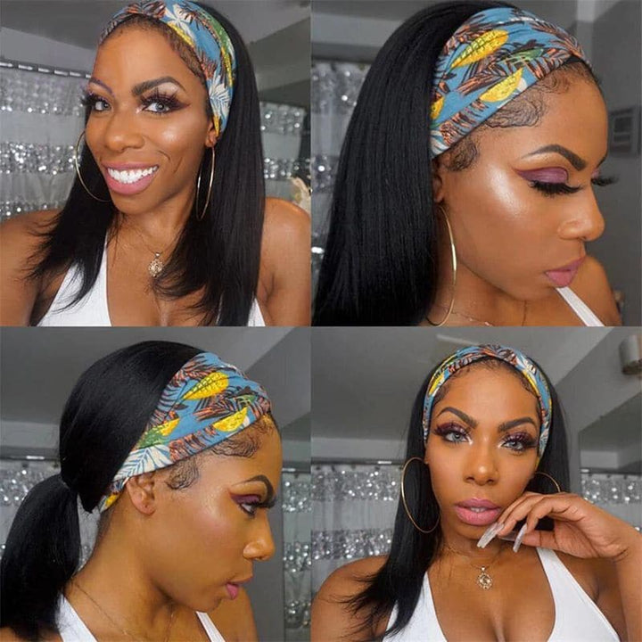 Stirnbandperücke, seidig glattes Echthaar, HBWT-1