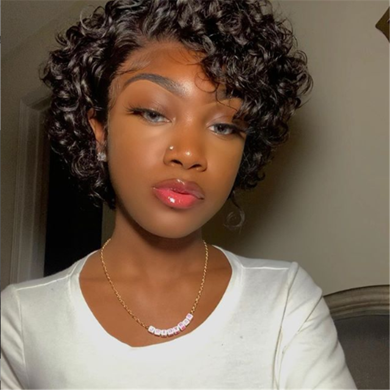 Pre-Styled Pixie Cut Curly/Wave BOB Lace Wig OBCT-C