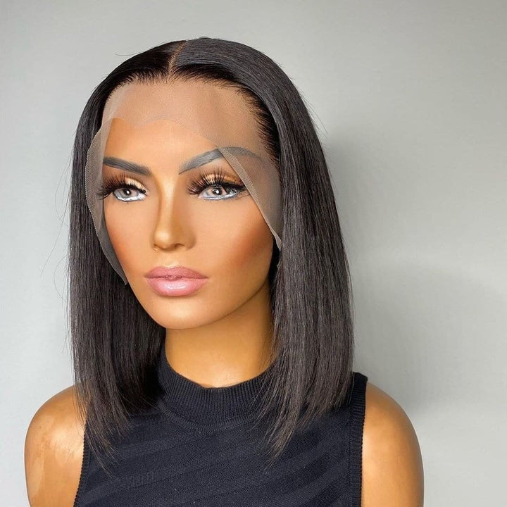 Pre Plucked Blunt Cut Bob Silky Straight Full HD Lace Wig Human Hair OBDT-1