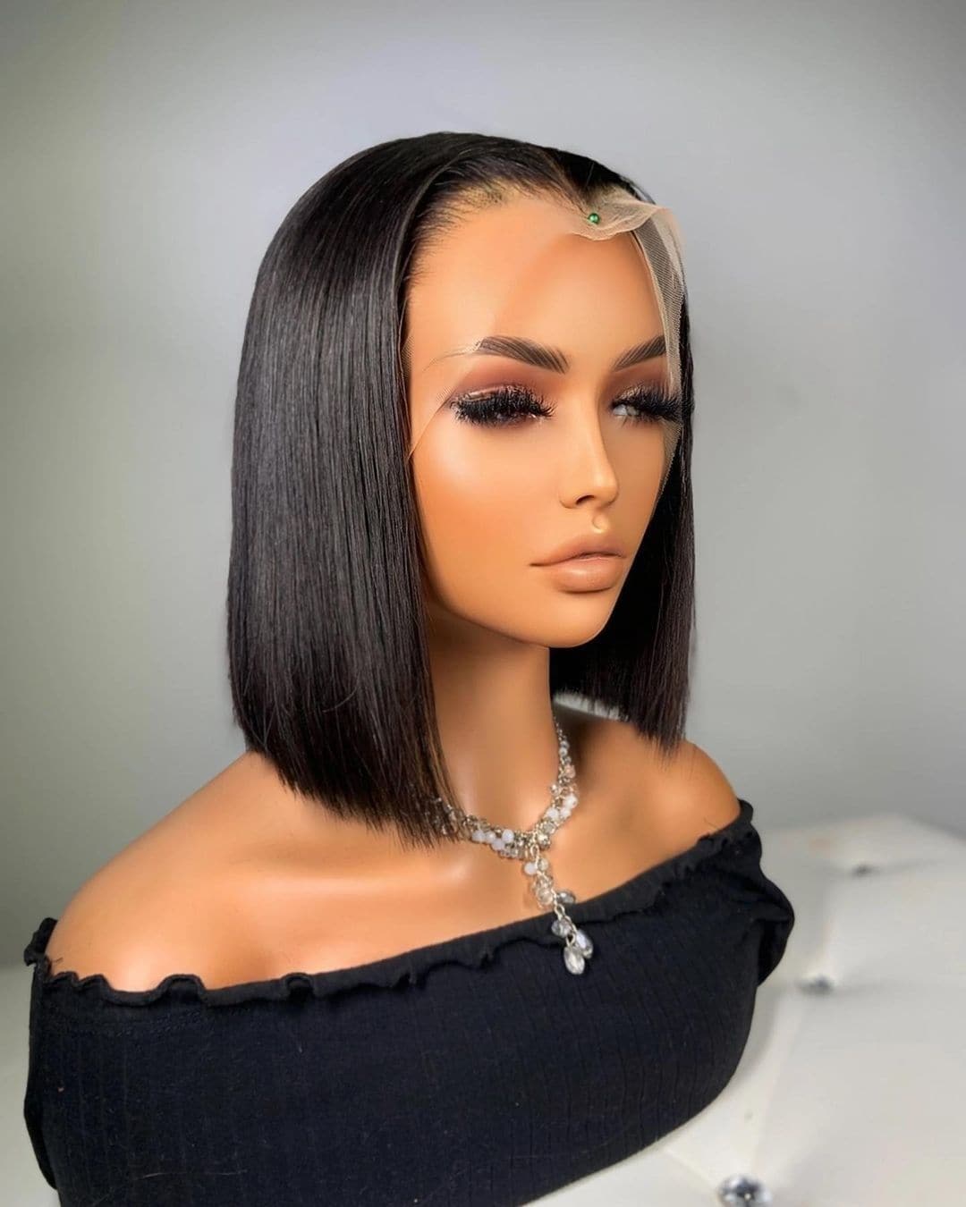 Pre Plucked Blunt Cut Bob Silky Straight Full HD Lace Wig Human Hair OBDT-1