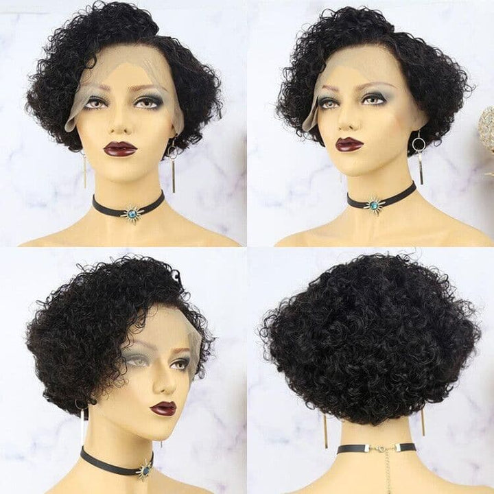 Pre-Styled Pixie Cut Deep Curly BOB Lace Wig 8PCOBB-1