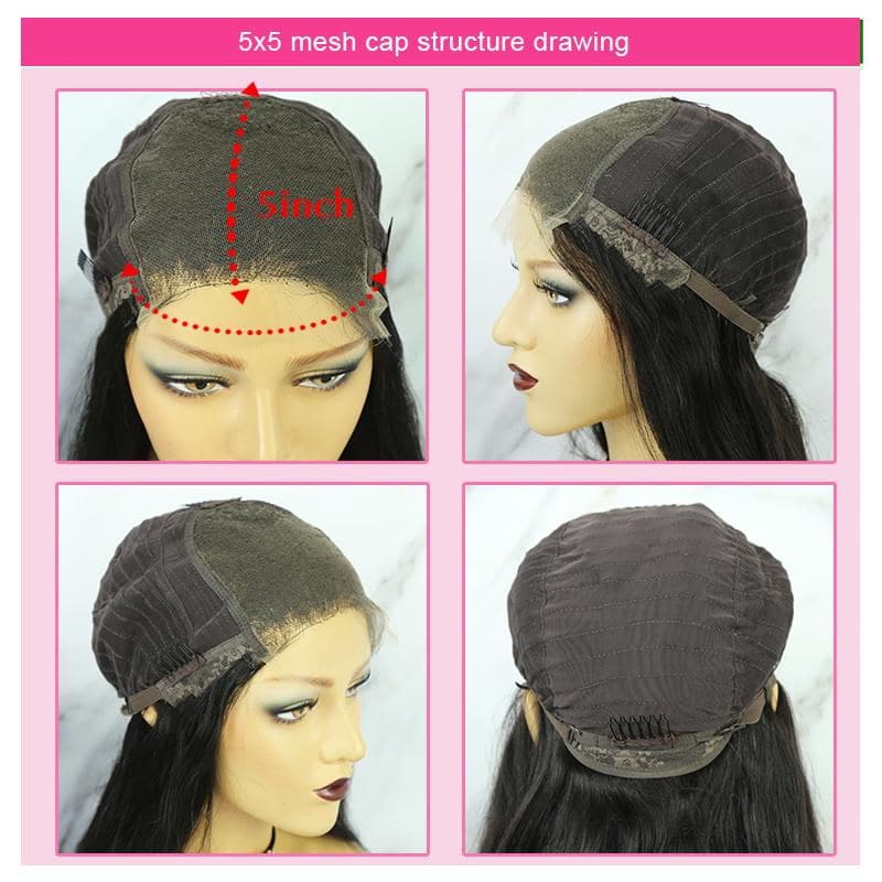 Perruque en dentelle pré-coiffée coupe Pixie, lisse et soyeuse, style Bob PCSSB