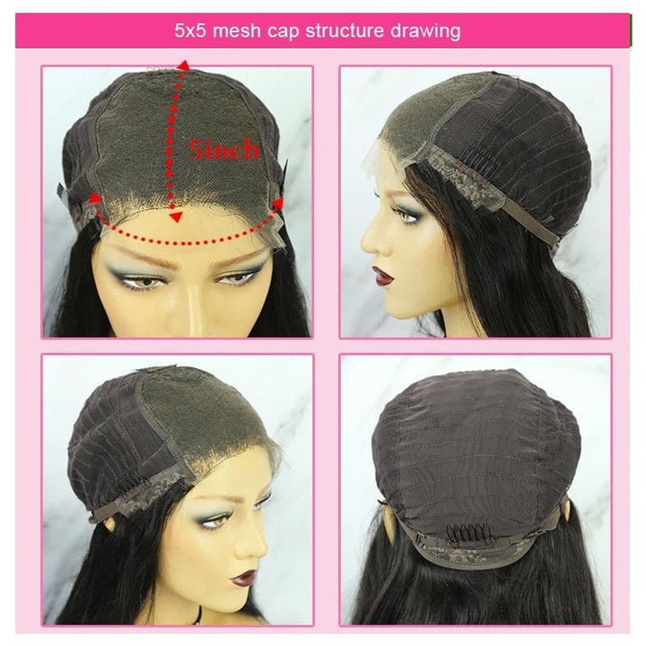 Perruque en dentelle pré-coiffée coupe Pixie, lisse et soyeuse, style Bob PCSSB