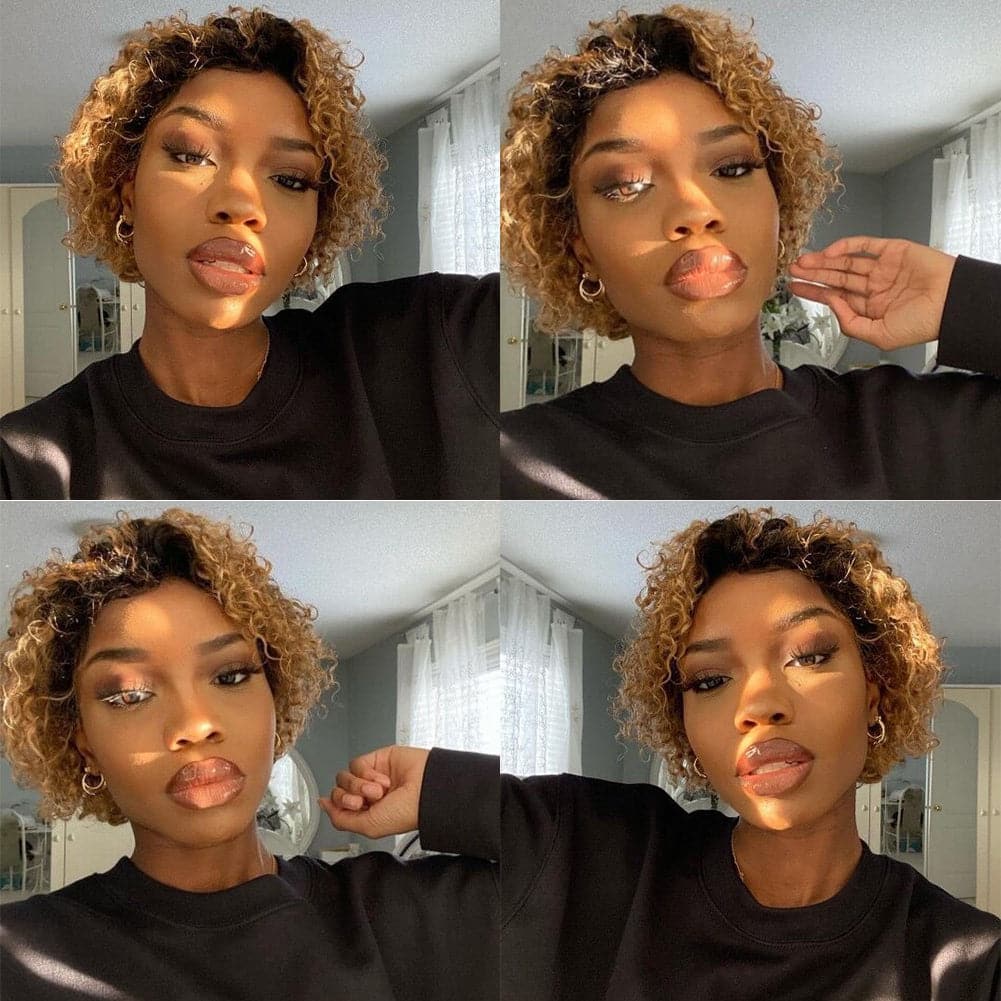 Pre-Styled Pixie Cut Deep Curly BOB Lace Wig 8PCOBB-1