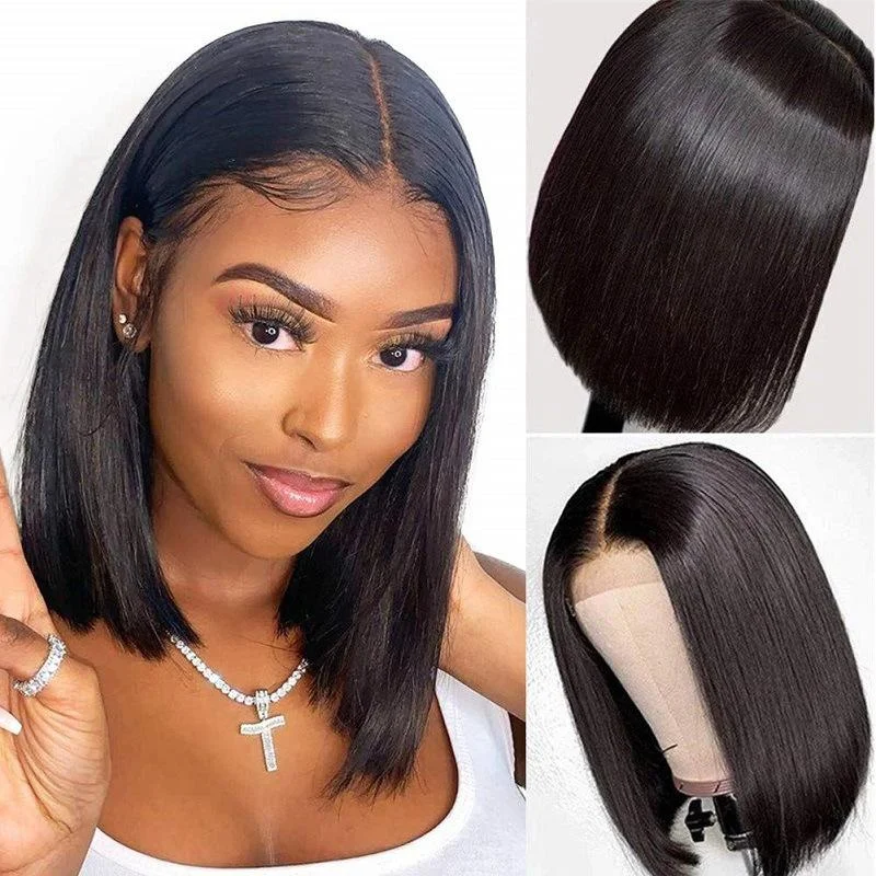 Pre Plucked Blunt Cut  Silky Straight 360 HD Lace Frontal BOB Wig OPCT-1