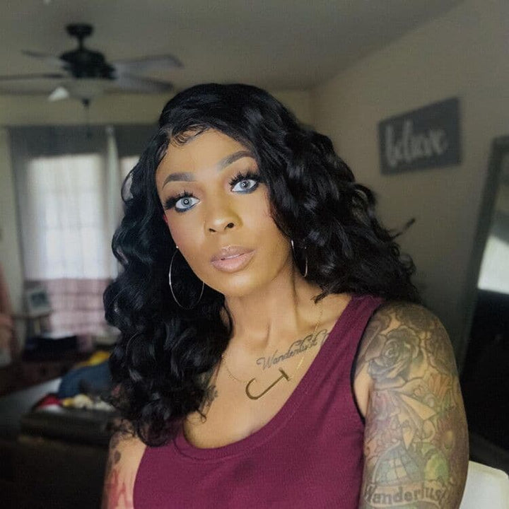 Perruque Bob Loose Wave 4x4 avec fermeture en dentelle, cheveux humains BBWB4-4