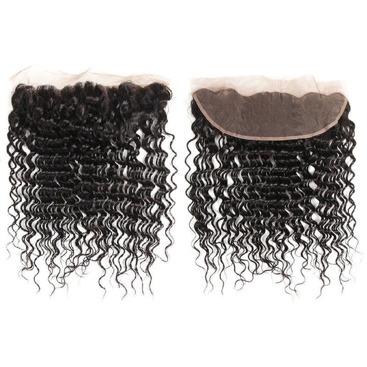 Lots de cheveux humains bouclés profonds avec dentelle frontale 13x4