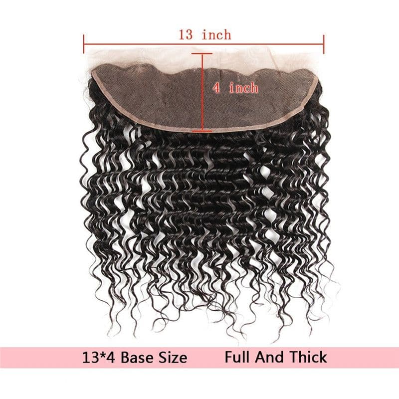 Lots de cheveux humains bouclés profonds avec dentelle frontale 13x4
