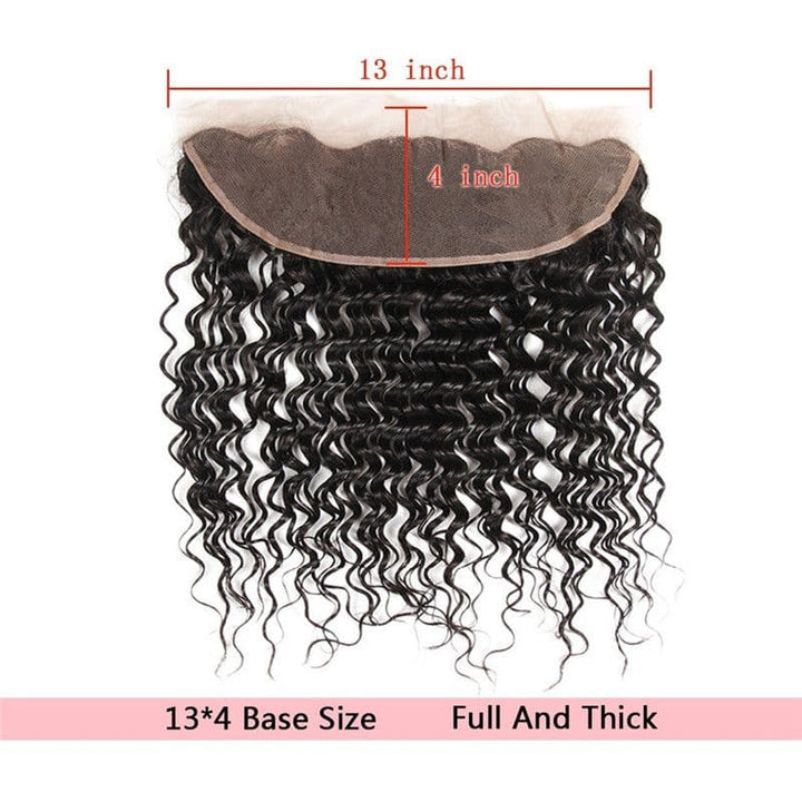 Lots de cheveux humains bouclés profonds avec dentelle frontale 13x4