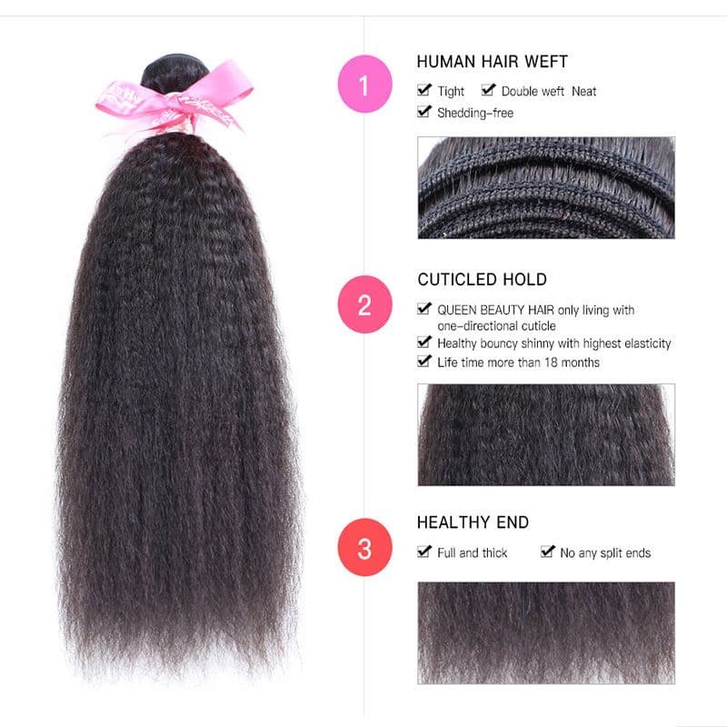 Lots de cheveux humains crépus lisses avec dentelle frontale 13x4