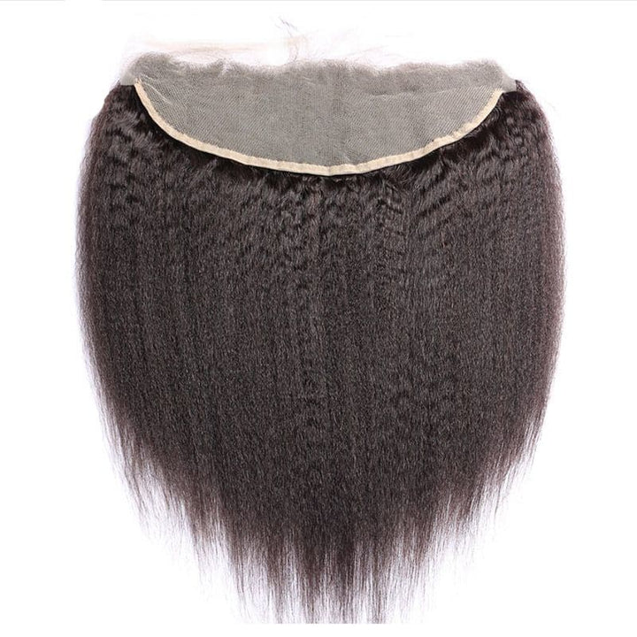 Lots de cheveux humains crépus lisses avec dentelle frontale 13x4