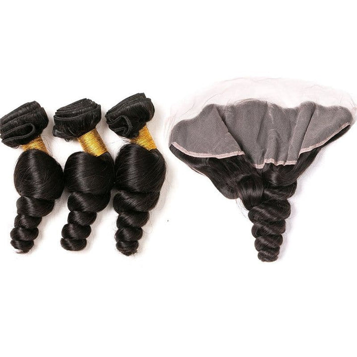 Mèches de cheveux humains Loose Wave avec dentelle frontale 13x4