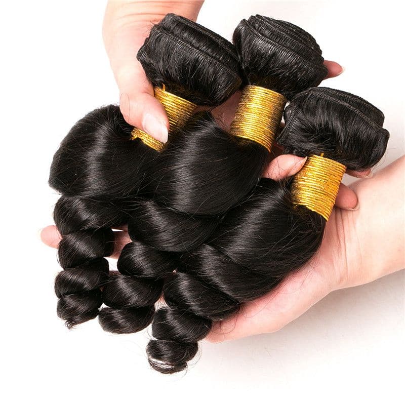 Mèches de cheveux humains Loose Wave avec dentelle frontale 13x4