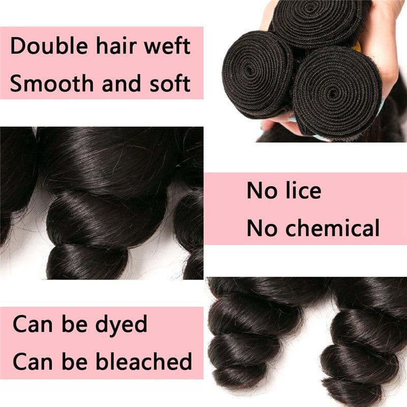 Mèches de cheveux humains Loose Wave avec dentelle frontale 13x4