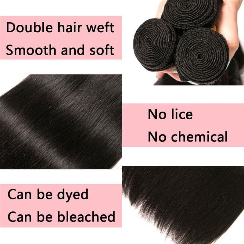 Lots de cheveux humains lisses et soyeux avec dentelle frontale 13x4