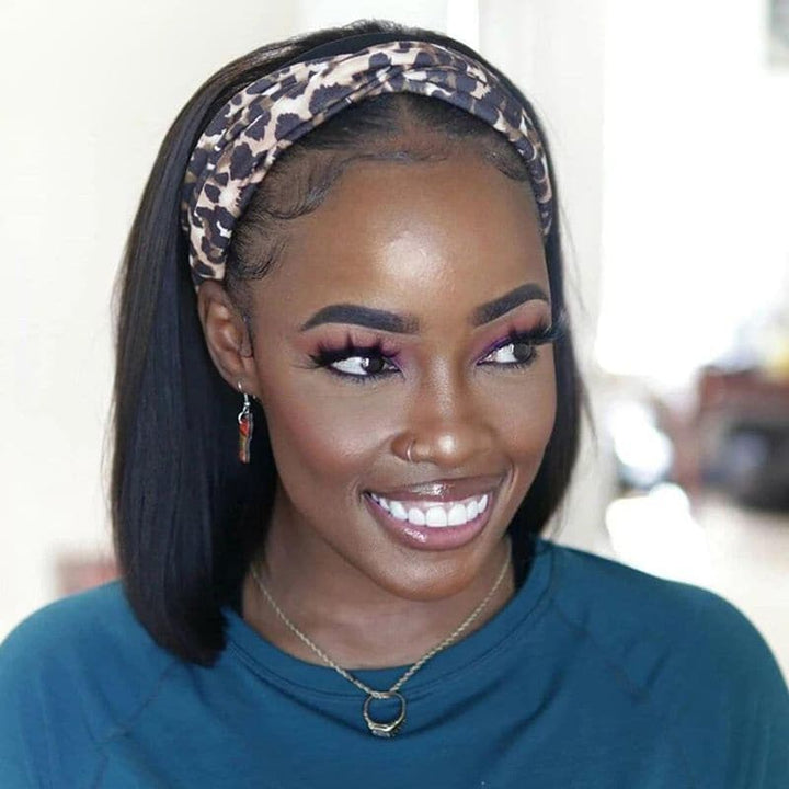 Headband Wig BOB Silky Straight Human Hair2