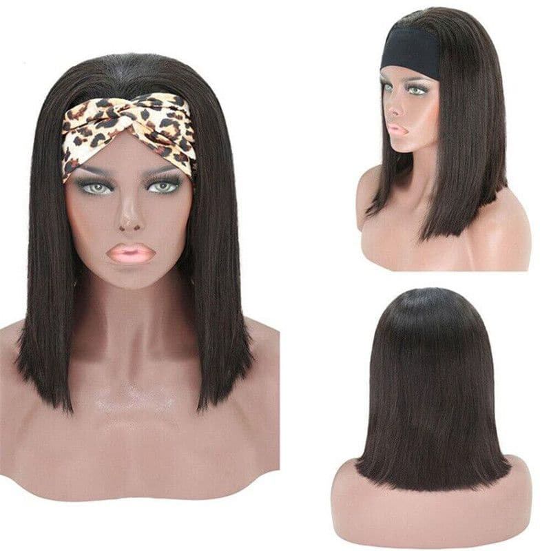 Headband Wig BOB Silky Straight Human Hair4