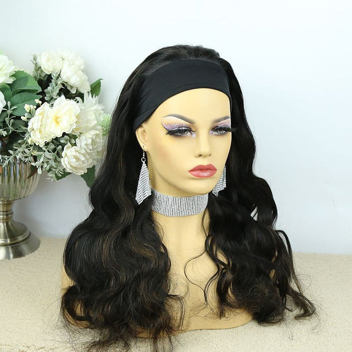 Headband Wig Body Wave Natural Color With Highlights Human Hair 6