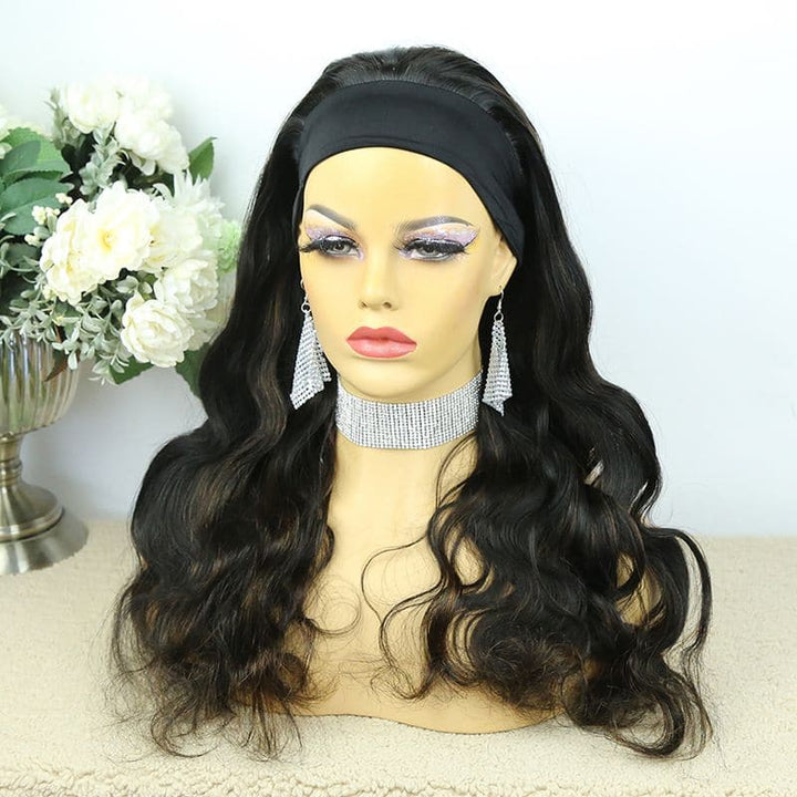 Headband Wig Body Wave Natural Color With Highlights Human Hair 7