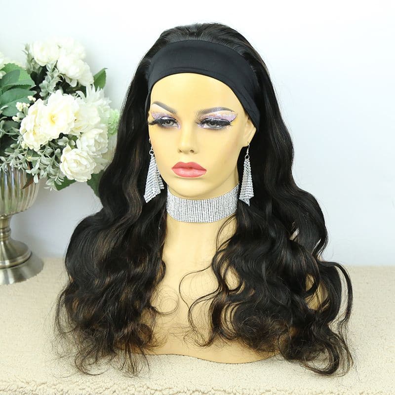 Headband Wig Body Wave Natural Color With Highlights Human Hair 8