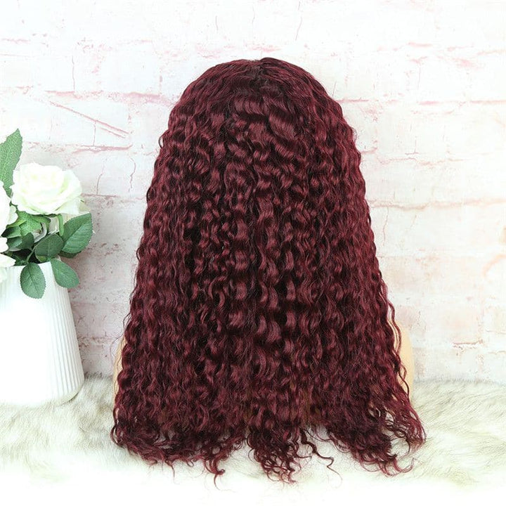 Perruque bandeau #99J bordeaux cheveux humains bouclés profonds HBWDC9