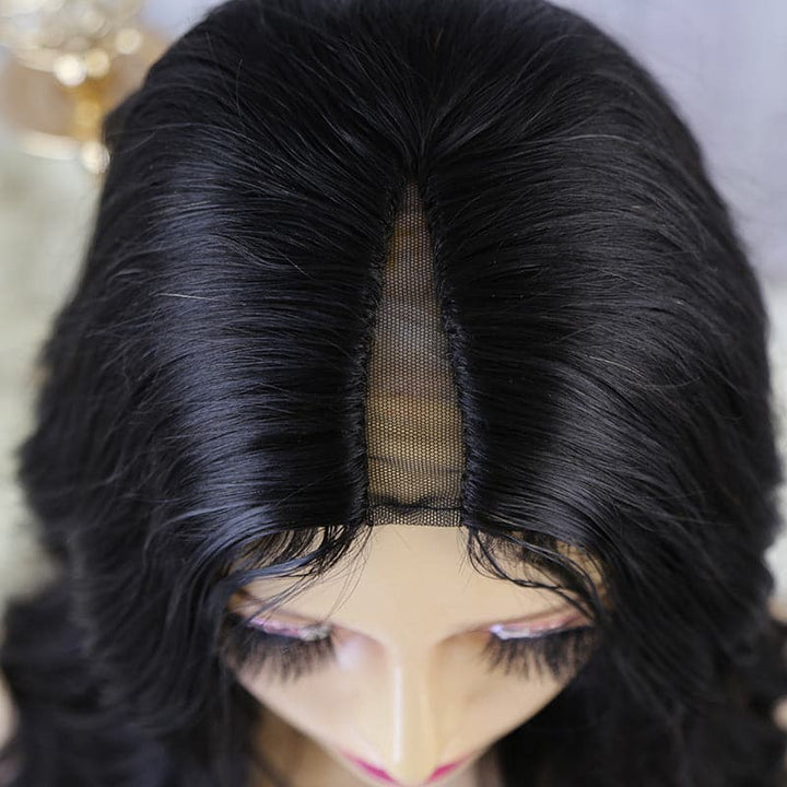 V Part No leave Out Wig Silk Straight Human Hair VST-N2