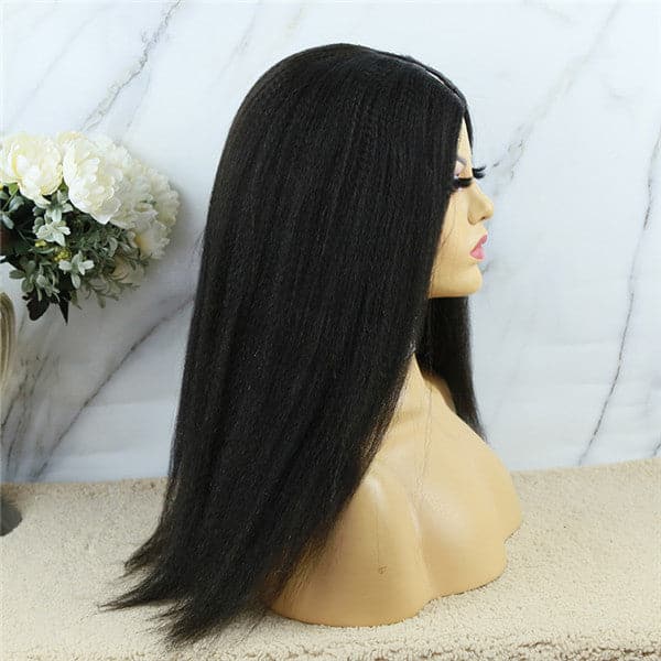 U Part Wig Yaki Straight Human Hair UYS-1