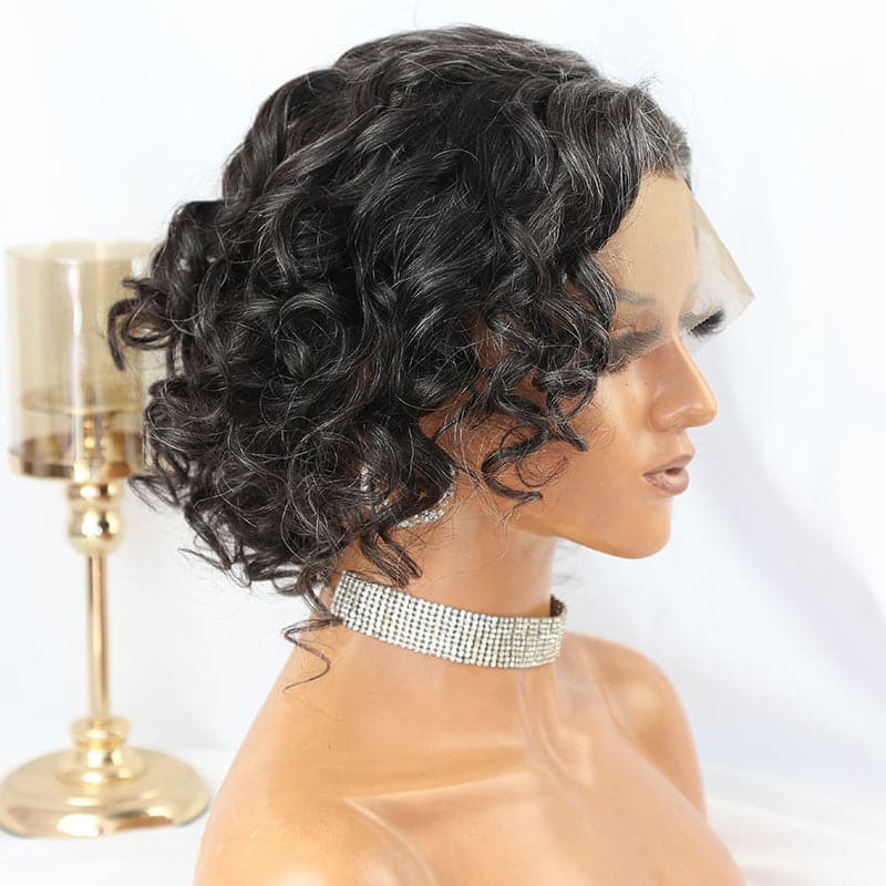 Perruque Lace Front Bob Loose Wave Couleur Sel et Poivre 13x4