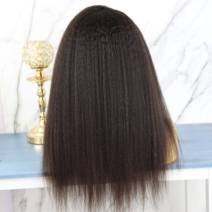 Perruque Lace Front Wig 13x6, cheveux crépus raides et bouclés, indétectable, transparente, HDCE01