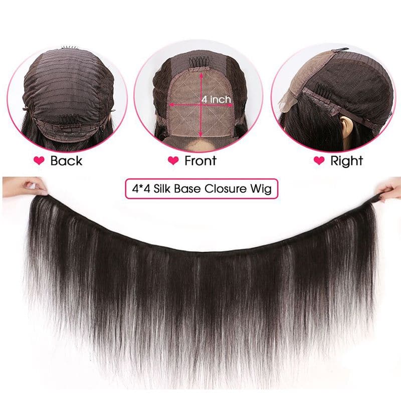 Perruque Bob Loose Wave 4x4 avec fermeture en dentelle, cheveux humains BBWB4-4