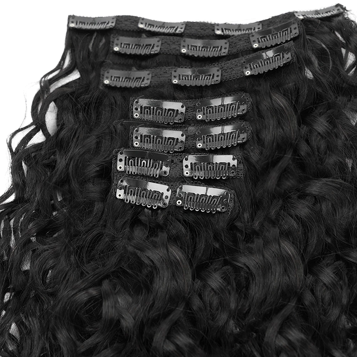 Extensions de cheveux à clipser, cheveux brésiliens ondulés