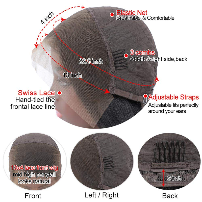 200 % – 250 % Dichte, 66 – 76,2 cm, glatt, 33 x 10 cm, Lace-Front-Perücke LTBBT-1