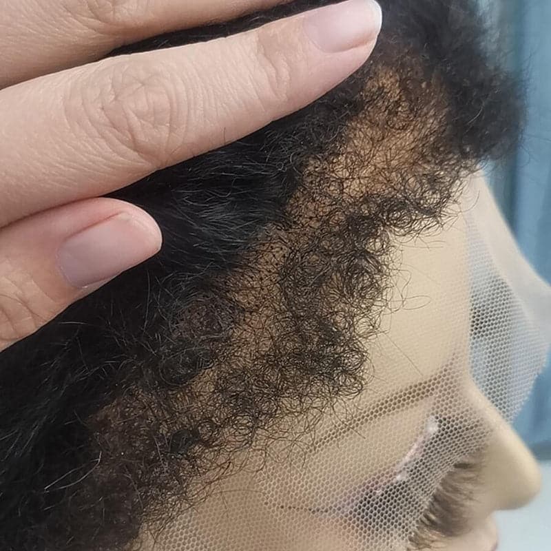 Perruque Lace Front Wig 13x6, cheveux crépus raides et bouclés, indétectable, transparente, HDCE01