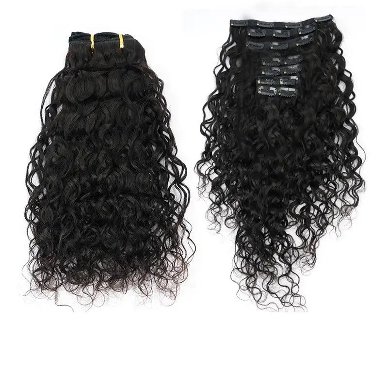 6 Pcs Curly Clip In Hair Extensions 18 Clips Water Wave 22 Inch Full Head Blonde Deep Wave Clip In Hair Extensions 7Pcs/Set 140g  main image 3